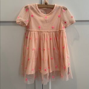 Stella McCartney Kids Heart Embroidered Tulle Dress + Bloomers 12M Peach Pink
